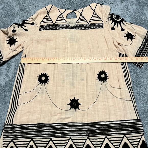 Free People Romantics Dress Womens Small Beige Embroidered Mini India Made Boho - Picture 4 of 7